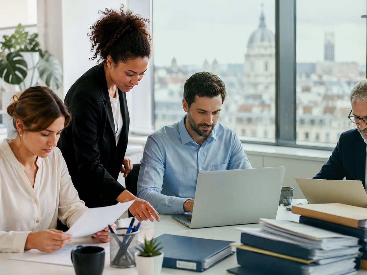 Équipe en réunion dans un bureau
